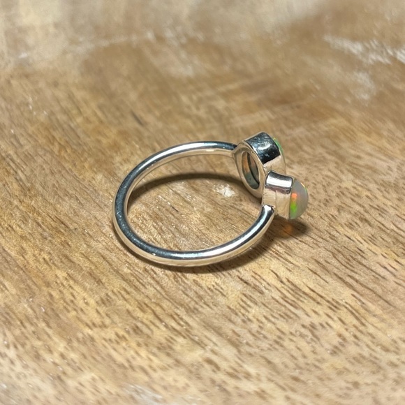 NWOT Two Stone Ethiopian Opal 925 Sterling Silver Adjustable Ring - Picture 8 of 13